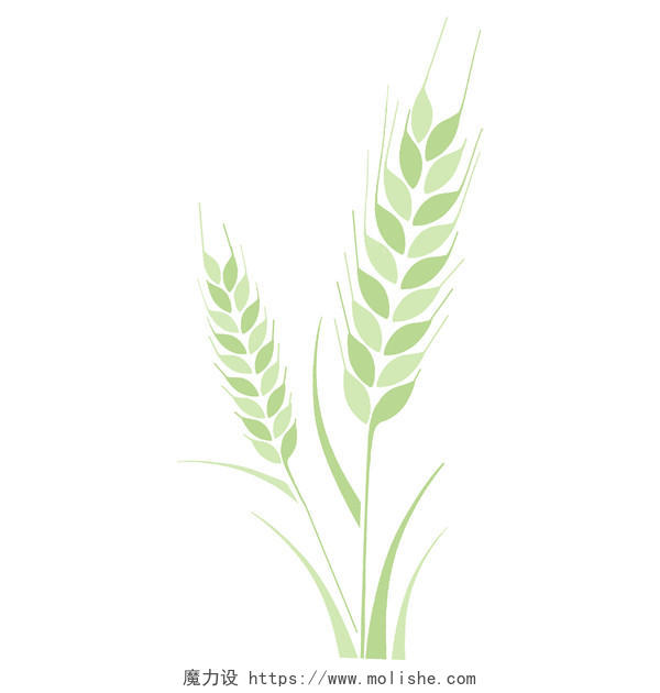 芒种绿色麦子PNG素材二十四节气小满元素